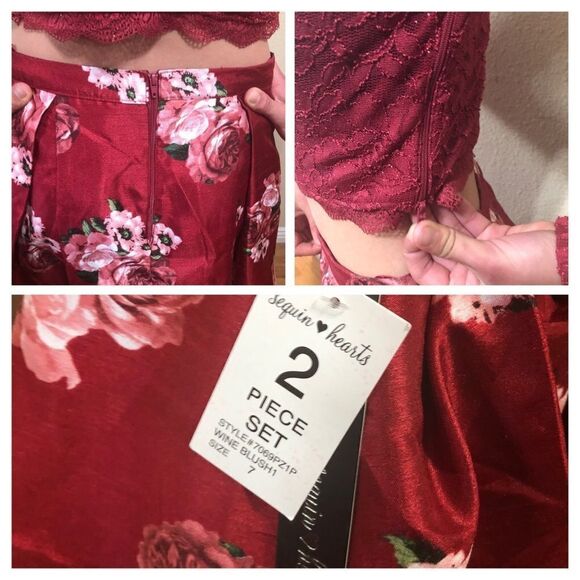 Sequin Hearts Floral & Lace Two-Piece Dress - Picture 12 of 14